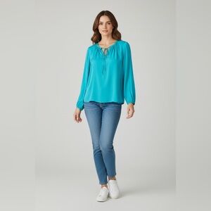 Alice & Trixie Long Sleeve Silk Blouse Blue Size Small